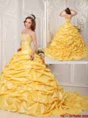 Best Ball Gown Court Train Appliques and Beading Quinceanera Dresses
