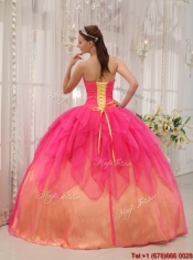 Best Beading Strapless Quinceanera Gowns in Hot Pink