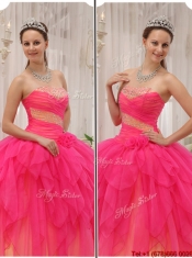 Best Beading Strapless Quinceanera Gowns in Hot Pink