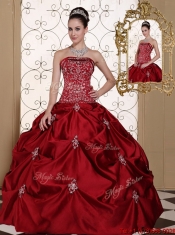 Best Pick Ups Strapless Quinceanera Gowns in Wine Red