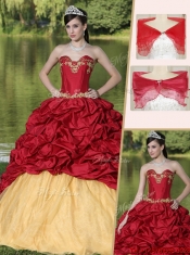 Classical Appliques and Pick Ups Quinceanera Gowns with Brush Train