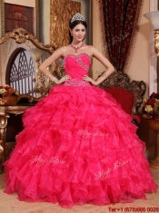 Classical Coral Red Ball Gown Quinceanera Dresses with Beading