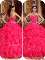 Classical Coral Red Ball Gown Quinceanera Dresses with Beading