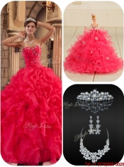 Classical Coral Red Quinceanera Dresses with Beading and Ruffles