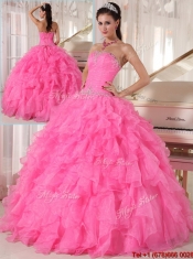 Classical Hot Pink Ball Gown Strapless Quinceanera Dresses