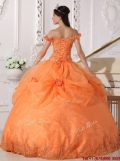 Classical Off The Shoulder Sweet 16 Dresses with Appliques and Hand Made Flowers