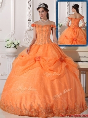 Classical Off The Shoulder Sweet 16 Dresses with Appliques and Hand Made Flowers