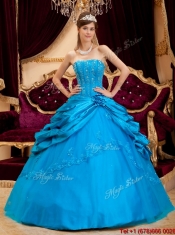 Classical Strapless Quinceanera Gowns with Appliques and Beading