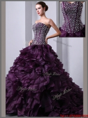 Discount A Line Brush Train Beading and Ruffles Quinceanea Dresses