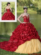 Discount Appliques and Pick Ups Brush Train Quinceanera Dresses