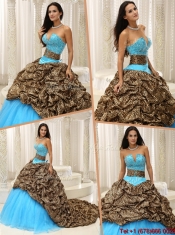 Discount Beading Sweetheart Quinceanera Dresses with Brush Train