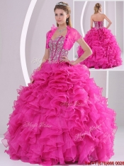 Discount Ruffles and Beading Fuchsia Sweet 16 Dresses