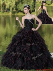 Discount Ruffles Layered and Beading Quinceanera Gowns in Black