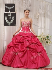 Discount Sweetheart Quinceanera Gowns with Appliques and Pick Ups