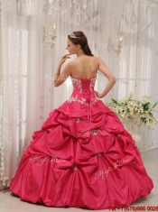 Discount Sweetheart Quinceanera Gowns with Appliques and Pick Ups