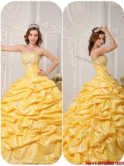 Elegant Ball Gown Pick Ups and Appliques Quinceanera Gowns