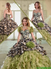 Elegant Camo Quinceanera Dresses with Pick Ups and Hand Made Flowers