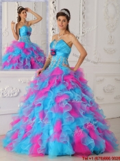 Elegant Multi Color Floor Length Appliques Quinceanera Dresses