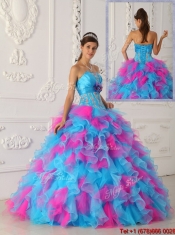 Elegant Multi Color Floor Length Appliques Quinceanera Dresses
