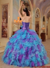 Elegant Multi Color Quinceanera Dresses with Beading and Ruffles