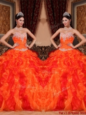 Elegant Orange Quinceanera Gowns with Appliques and Beading