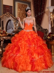 Elegant Orange Quinceanera Gowns with Appliques and Beading