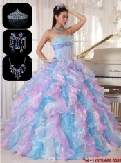 Elegant Ruffles and Appliques Quinceanera Gowns in Multi Color