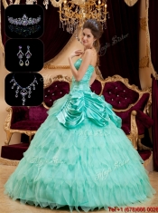 Elegant Strapless Quinceanera Gowns with Pick Ups and Ruffles