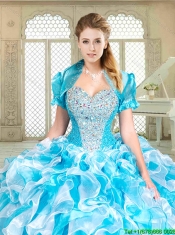 Fashionable Floor Length Sweet 16 Gowns with Beading and Ruffles