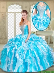 Fashionable Floor Length Sweet 16 Gowns with Beading and Ruffles