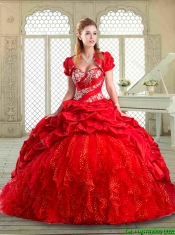 Gorgeous Brush Train Quinceanera Dresses  with Beading and Pick Ups