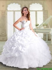 Gorgeous Brush Train Quinceanera Dresses with Beading and Pick Ups
