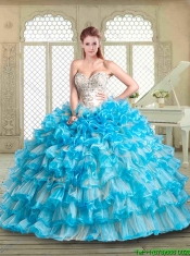 Gorgeous Sweetheart Beading and Ruffled Layers Quinceanera Gowns