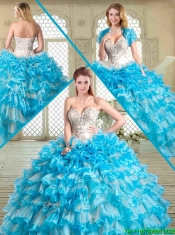 Gorgeous Sweetheart Beading and Ruffled Layers Quinceanera Gowns