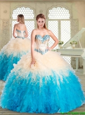 Luxurious Sweetheart Sweet 16 Gowns with Beading and Ruffles for Summer