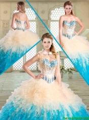 Luxurious Sweetheart Sweet 16 Gowns with Beading and Ruffles for Summer