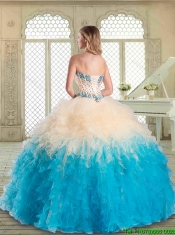 Luxurious Sweetheart Sweet 16 Gowns with Beading and Ruffles for Summer