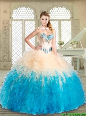 Luxurious Sweetheart Sweet 16 Gowns with Beading and Ruffles for Summer