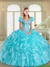 New Style Floor Length Sweet 16 Dresses with Beading and Ruffles