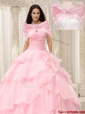 New Styles Beading and Ruffles Sweet 16 Dresses in Baby Pink