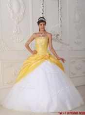 New Styles Hand Made Flower Quinceanera Dresses in Yellow and White