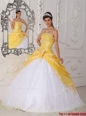 New Styles Hand Made Flower Quinceanera Dresses in Yellow and White