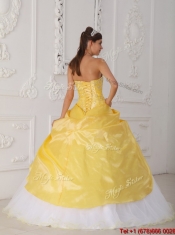 New Styles Hand Made Flower Quinceanera Dresses in Yellow and White