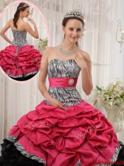 New Styles Red and Black Sweetheart Quinceanera Dresses in Zebra