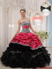 New Styles Red and Black Sweetheart Quinceanera Dresses in Zebra