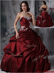 New Styles Strapless Burgundy Quinceanera Gowns with Appliques