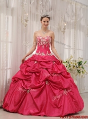 New Styles Sweetheart Appliques Quinceanera Gowns with in Coral Red
