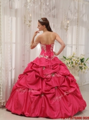 New Styles Sweetheart Appliques Quinceanera Gowns with in Coral Red