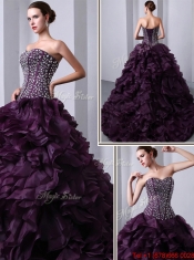 New Styles Sweetheart Beading and Ruffles Quinceanea Dresses with Brush Train