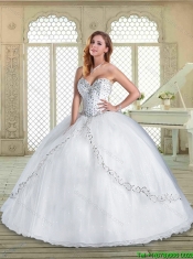 Perfect Sweetheart Beading White Quinceanera Gowns